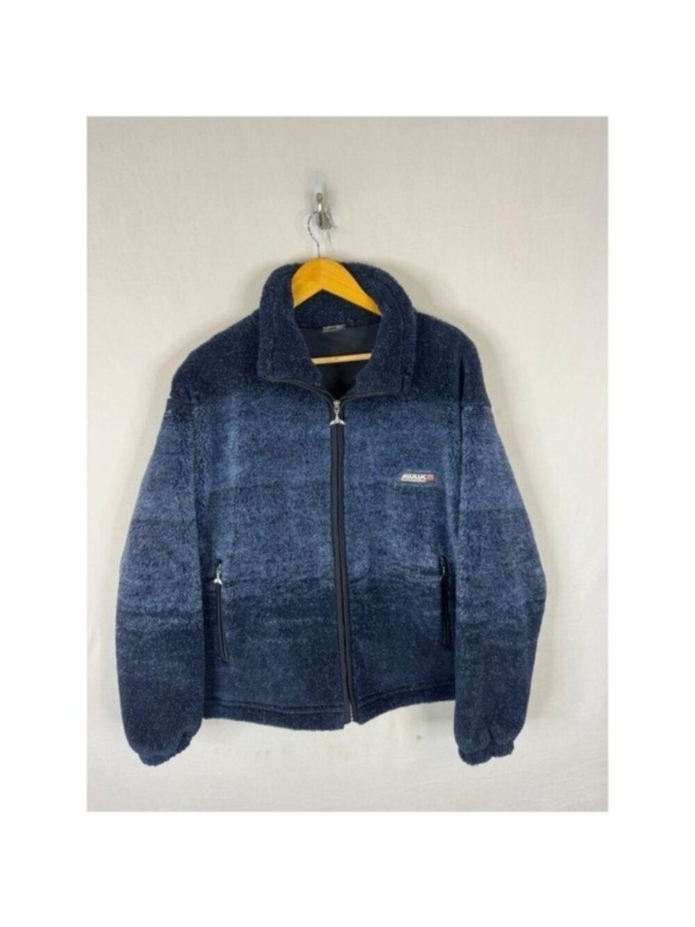 Muluc Patagonia Argentina Fleece Jacket Navy Blue Ombre Full Zip Mens M Orca